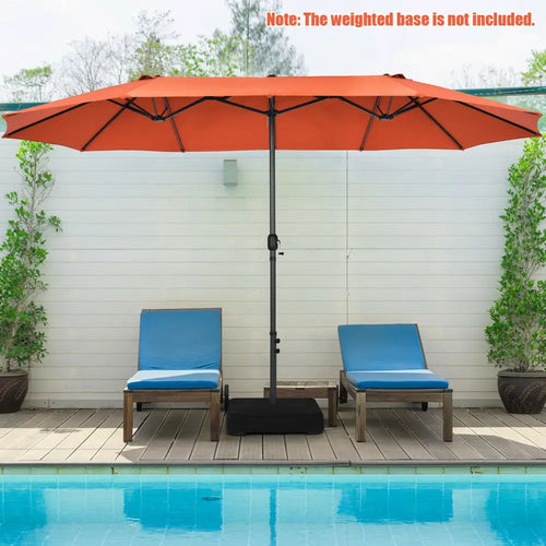 15 Feet Patio Double-Sided Umbrella with Hand-Crank System-Orange - Orange - Outdoor Umbrellas