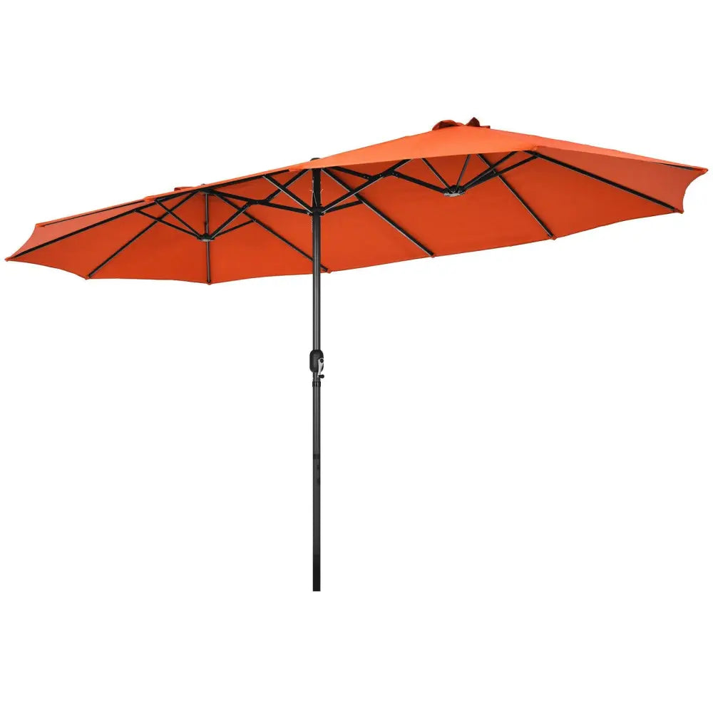 15 Feet Patio Double-Sided Umbrella with Hand-Crank System-Orange - Orange - Outdoor Umbrellas