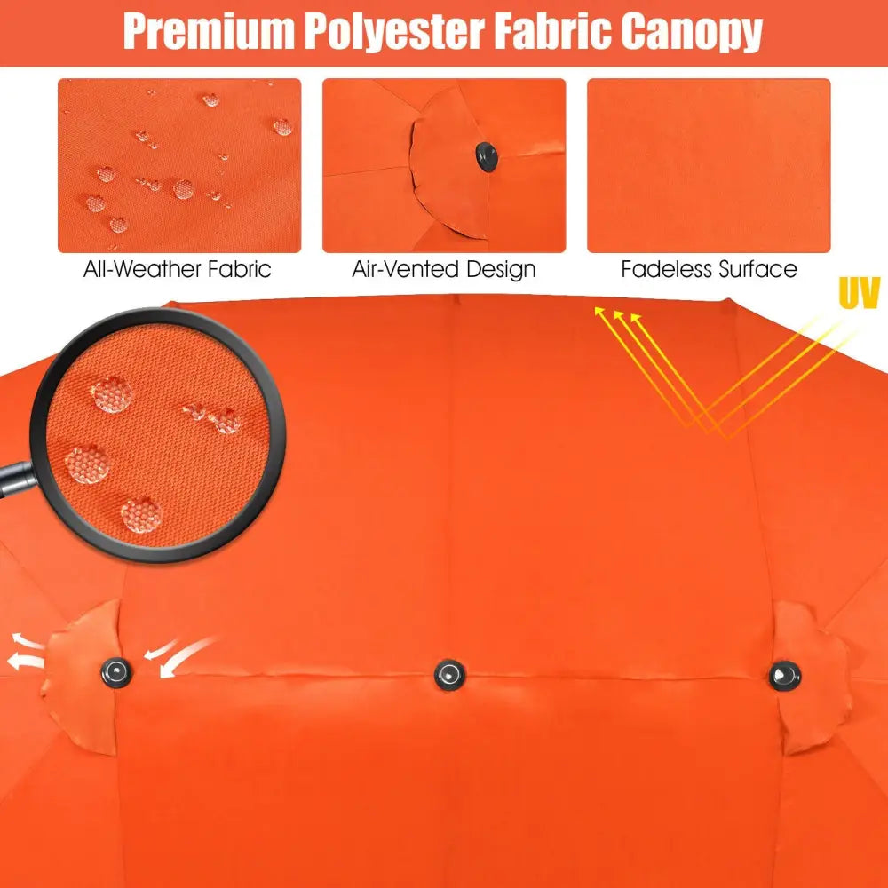 15 Feet Patio Double-Sided Umbrella with Hand-Crank System-Orange - Orange - Outdoor Umbrellas