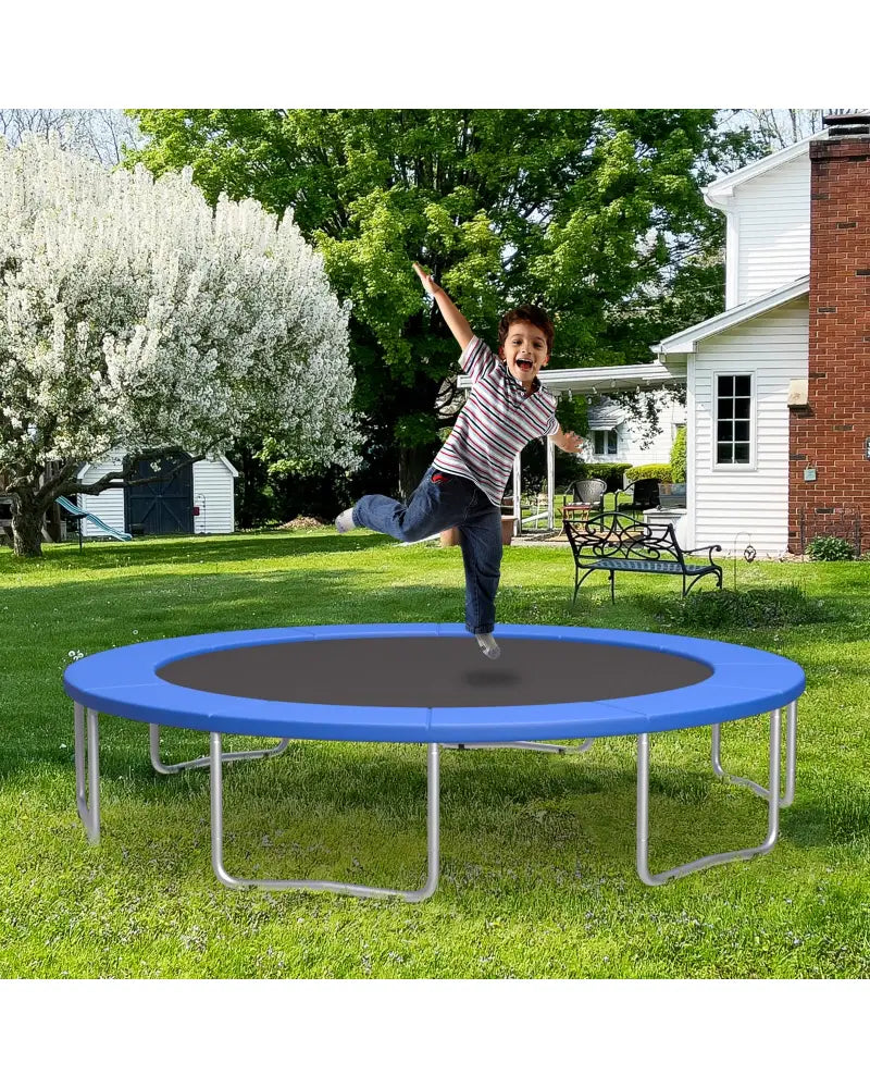 15 Feet Trampoline Pad Replacement Safety Pad with Fixing Straps (Blue) - Blue - Outdoor Play