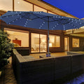 15 Feet Twin Patio Umbrella with 48 Solar LED Lights-Navy - Navy - Outdoor Umbrellas
