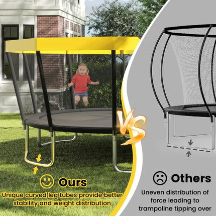 15 FT Outdoor Trampoline ASTM Compliant Recreational Trampoline with Non-Slip Ladder-Yellow - Yellow - Trampolines