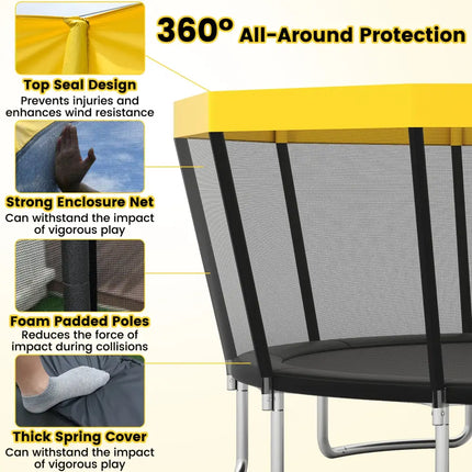 15 FT Outdoor Trampoline ASTM Compliant Recreational Trampoline with Non-Slip Ladder-Yellow - Yellow - Trampolines