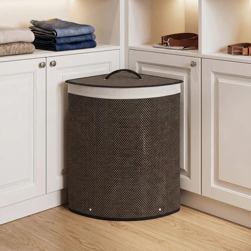 15 Gal Capacity Bamboo Laundry Hamper with Removable Liner-Black - Black - Laundry Baskets