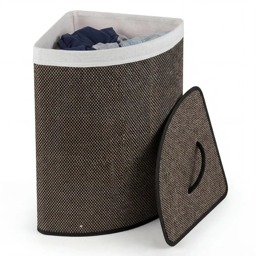 15 Gal Capacity Bamboo Laundry Hamper with Removable Liner-Black - Black - Laundry Baskets