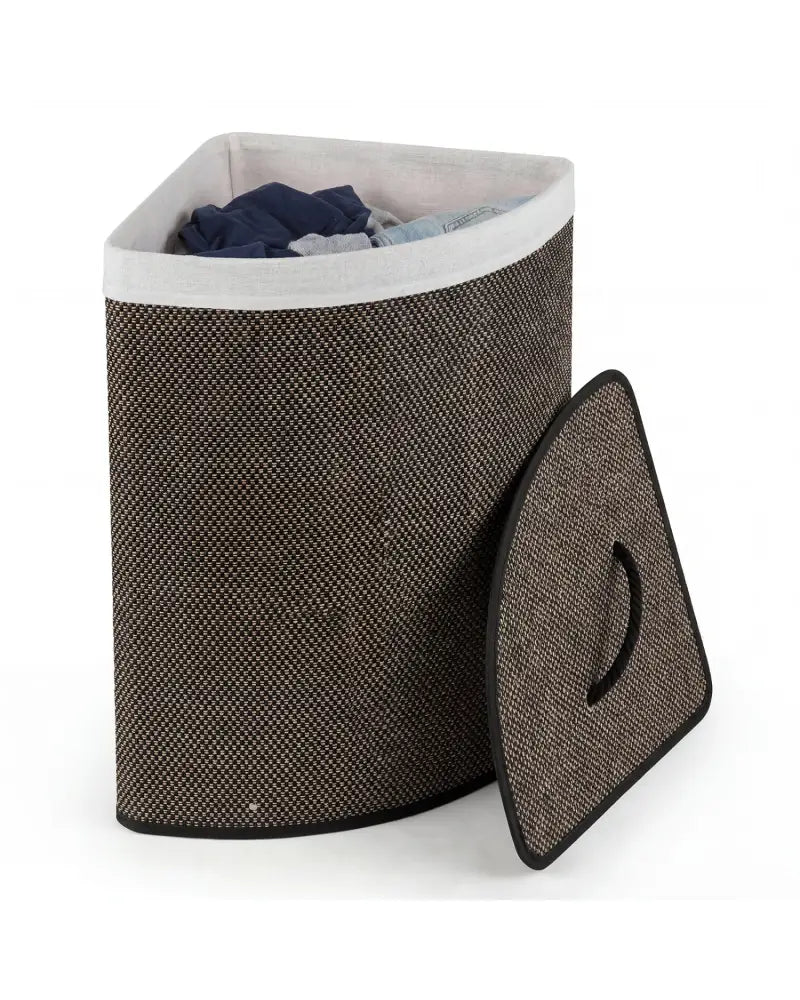 15 Gal Capacity Bamboo Laundry Hamper with Removable Liner-Black - Black - Laundry Baskets