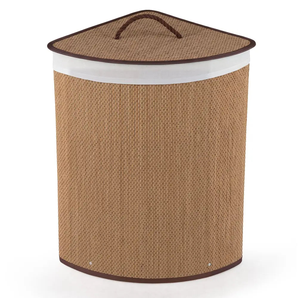 15 Gal Capacity Bamboo Laundry Hamper with Removable Liner-Brown - Brown - Laundry Baskets