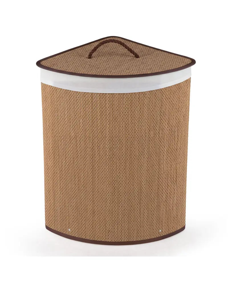 15 Gal Capacity Bamboo Laundry Hamper with Removable Liner-Brown - Brown - Laundry Baskets