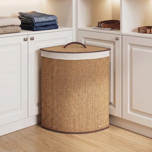 15 Gal Capacity Bamboo Laundry Hamper with Removable Liner-Brown - Brown - Laundry Baskets