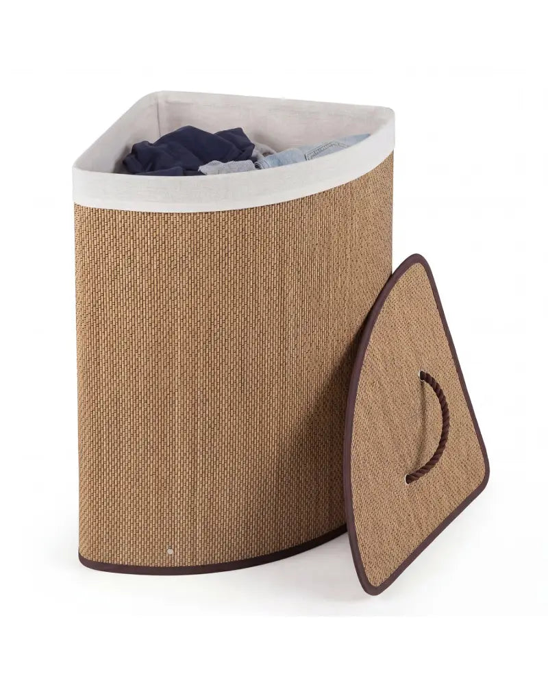 15 Gal Capacity Bamboo Laundry Hamper with Removable Liner-Brown - Brown - Laundry Baskets