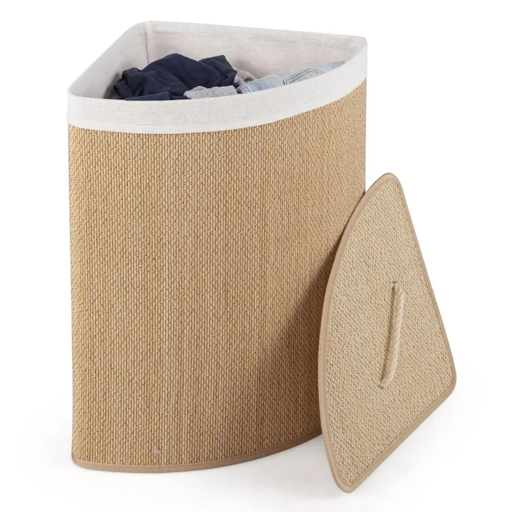 15 Gal Capacity Bamboo Laundry Hamper with Removable Liner-Natrual - Natural - Laundry Baskets