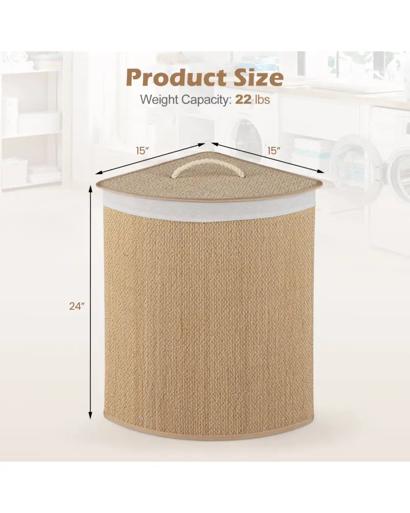 15 Gal Capacity Bamboo Laundry Hamper with Removable Liner-Natrual - Natural - Laundry Baskets