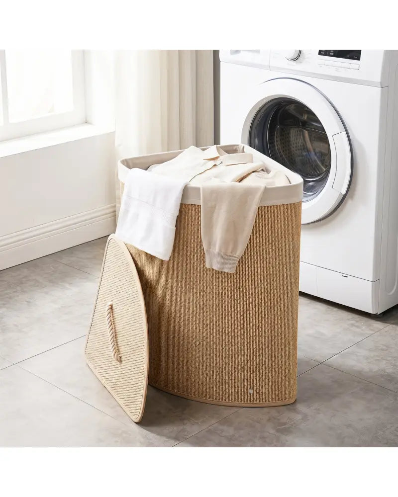 15 Gal Capacity Bamboo Laundry Hamper with Removable Liner-Natrual - Natural - Laundry Baskets