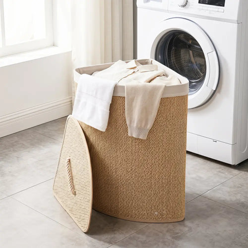 15 Gal Capacity Bamboo Laundry Hamper with Removable Liner-Natrual - Natural - Laundry Baskets