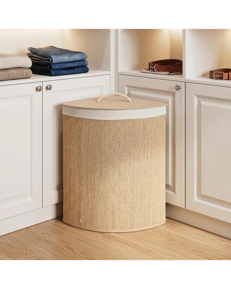 15 Gal Capacity Bamboo Laundry Hamper with Removable Liner-Natrual - Natural - Laundry Baskets