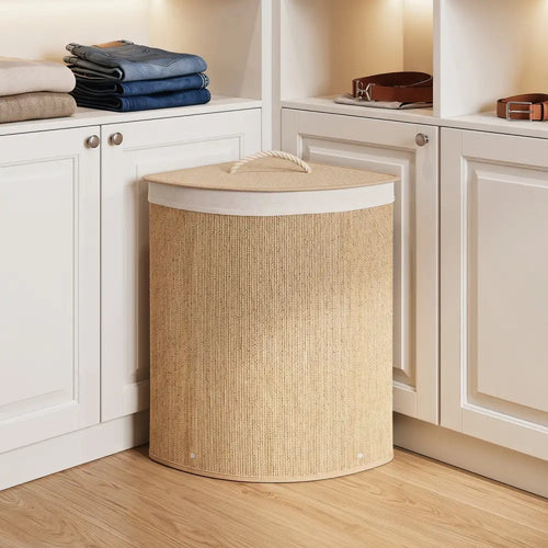 15 Gal Capacity Bamboo Laundry Hamper with Removable Liner-Natrual - Natural - Laundry Baskets