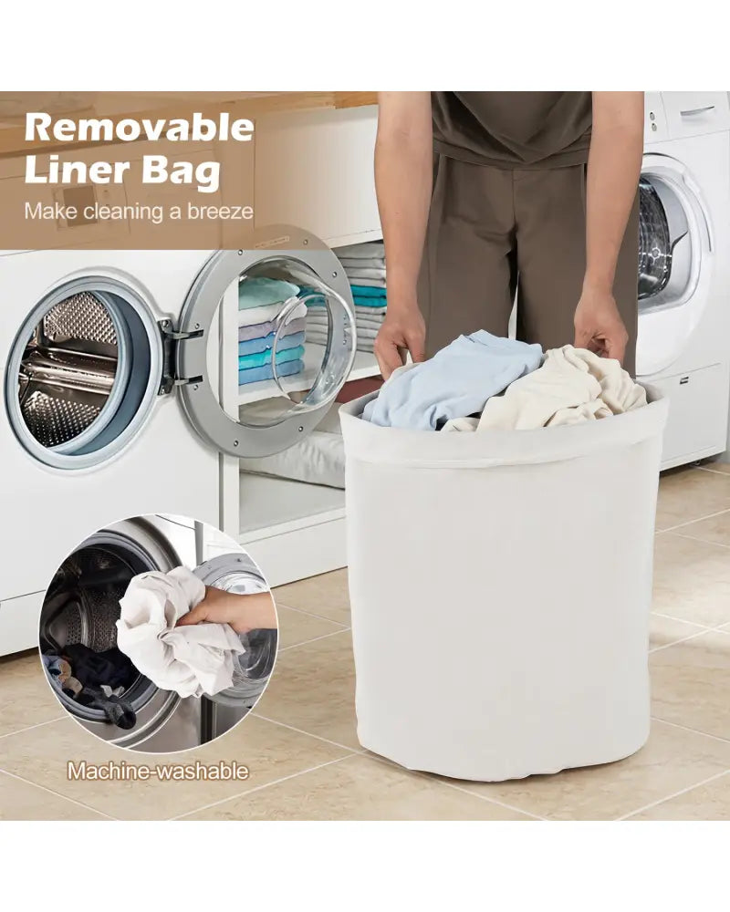 15 Gal Capacity Bamboo Laundry Hamper with Removable Liner-Natrual - Natural - Laundry Baskets