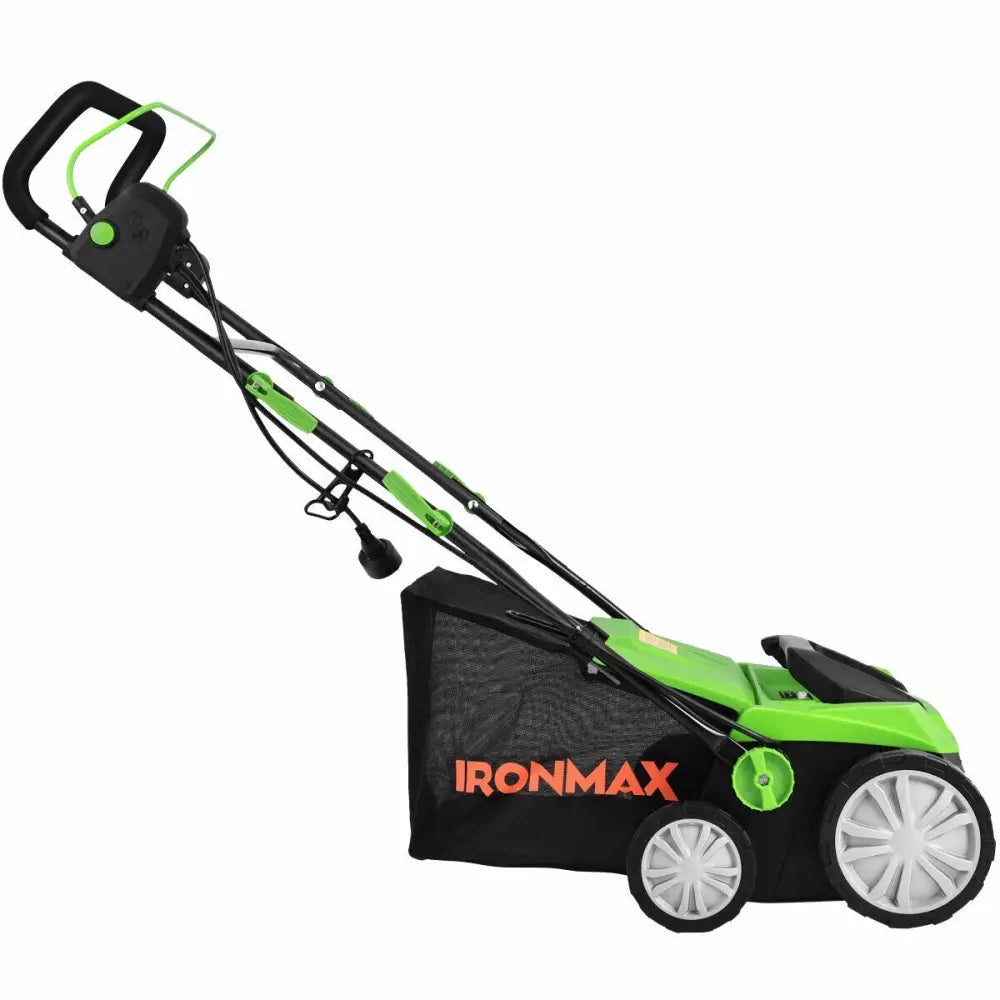 15 Inch 13 Amp Electric Scarifier with Collection Bag and Removable Blades-Green - Green - Lawn Care Tools
