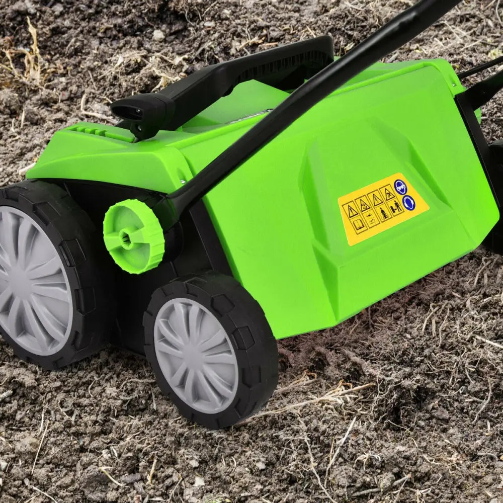 15 Inch 13 Amp Electric Scarifier with Collection Bag and Removable Blades-Green - Green - Lawn Care Tools