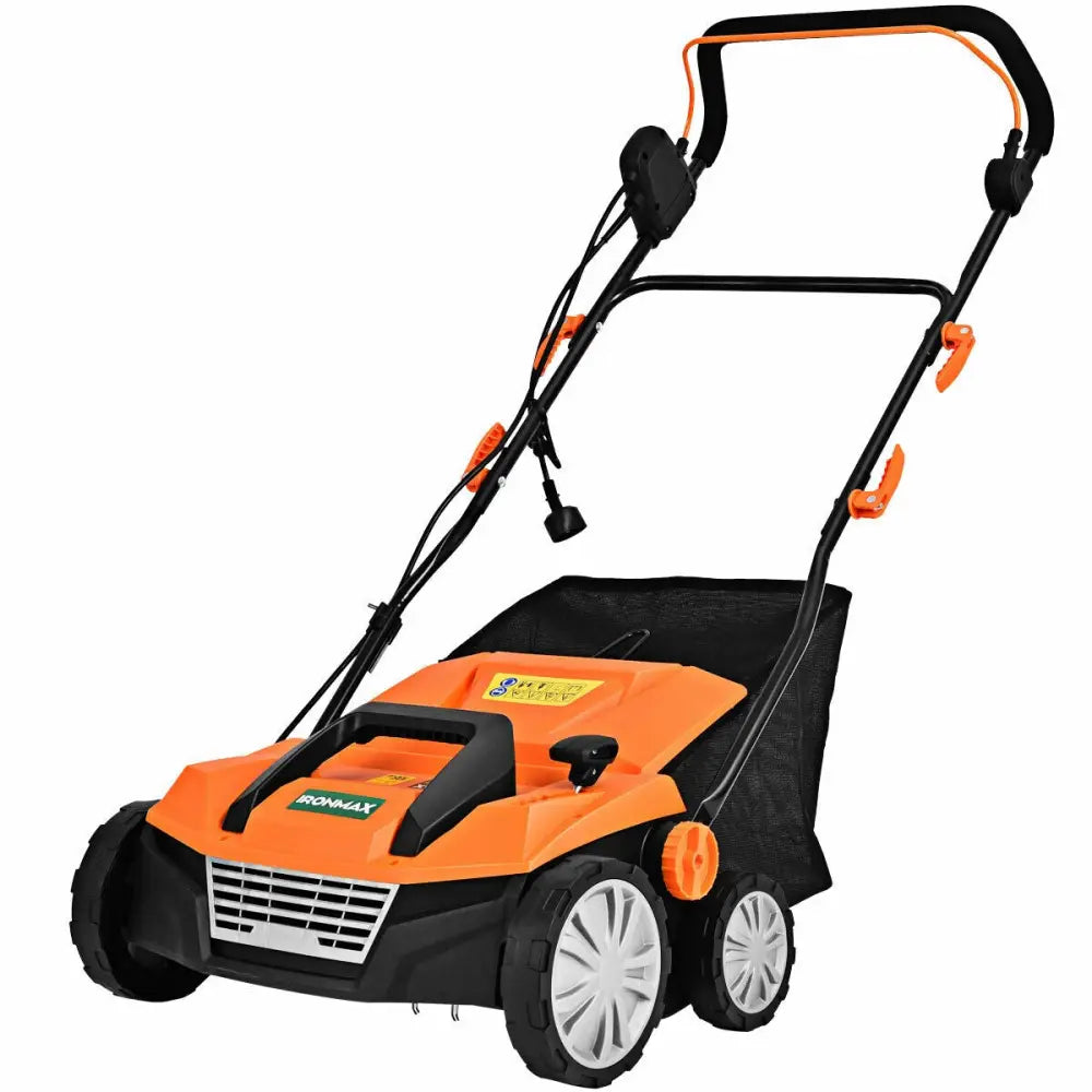 15 Inch 13 Amp Electric Scarifier with Collection Bag and Removable Blades-Orange - Orange - Lawn Care Tools