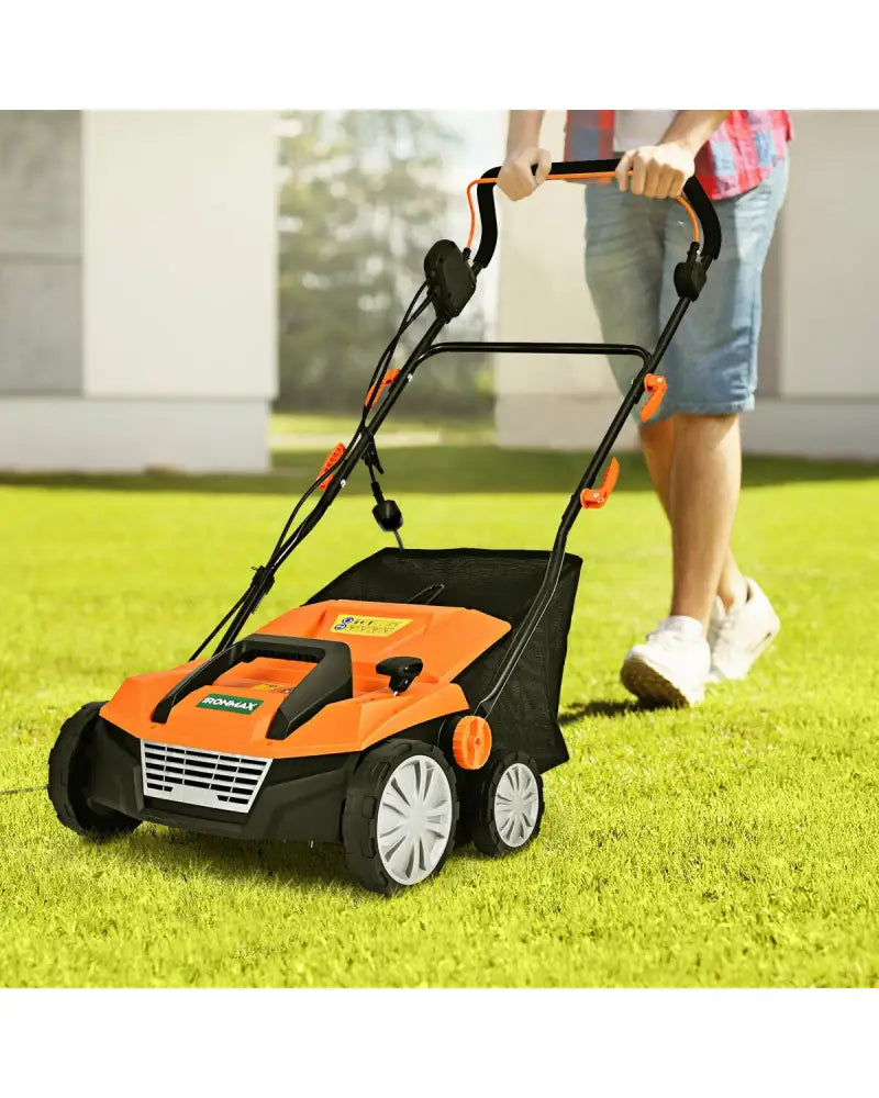15 Inch 13 Amp Electric Scarifier with Collection Bag and Removable Blades-Orange - Orange - Lawn Care Tools