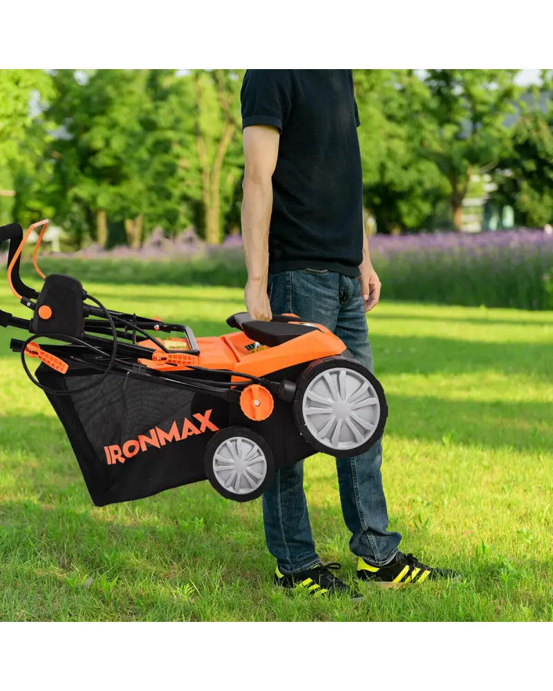 15 Inch 13 Amp Electric Scarifier with Collection Bag and Removable Blades-Orange - Orange - Lawn Care Tools