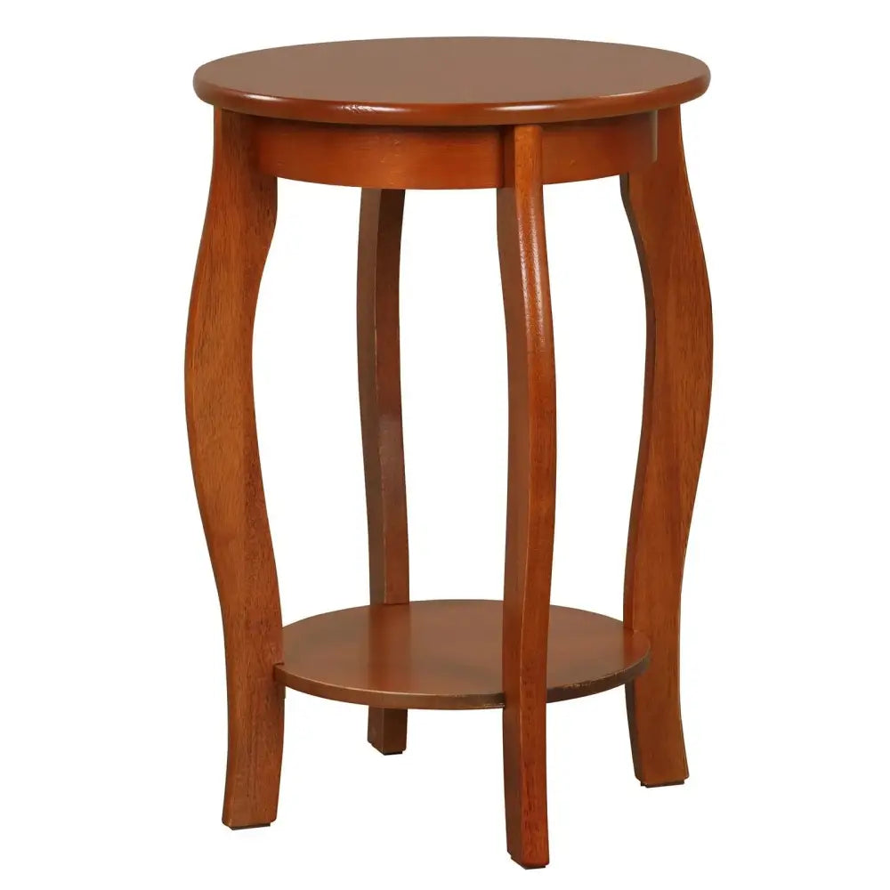 15 Inch 2-Tier Round End Table with Storage Shelf-Walnut Costway