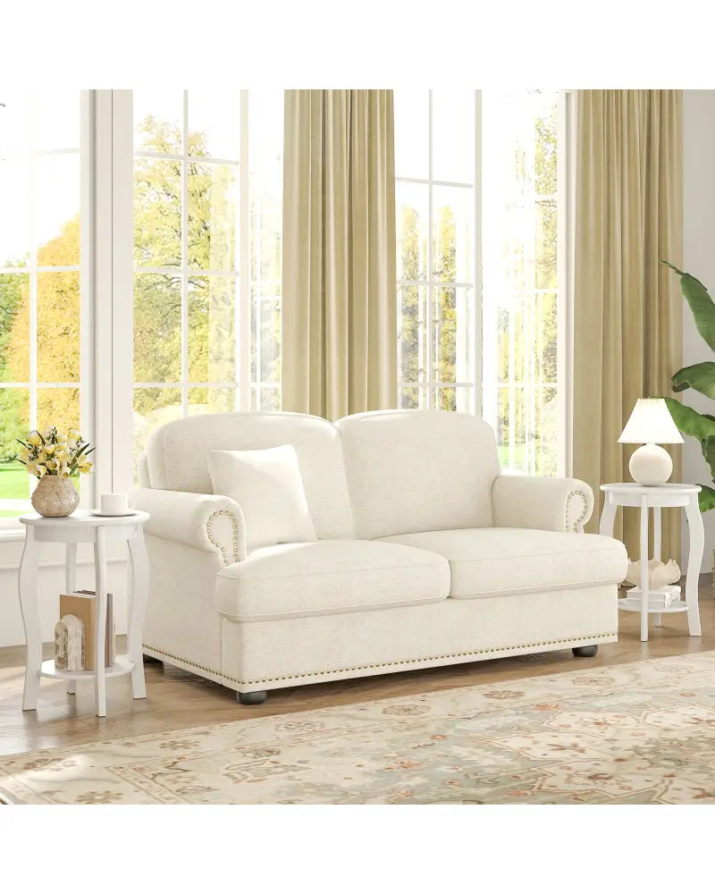 15 Inch 2-Tier Round End Table with Storage Shelf-White - White - End & Side Tables