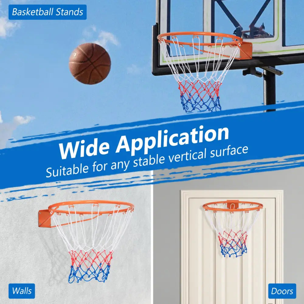 15 Inch Basketball Rim Goal Replacement with All Weather Net and Mounting Hardware-Orange - Orange - Sport Equipments