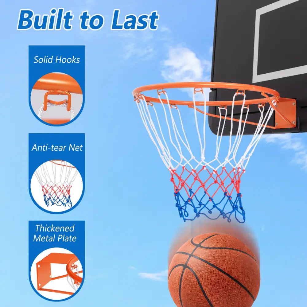 15 Inch Basketball Rim Goal Replacement with All Weather Net and Mounting Hardware-Orange - Orange - Sport Equipments