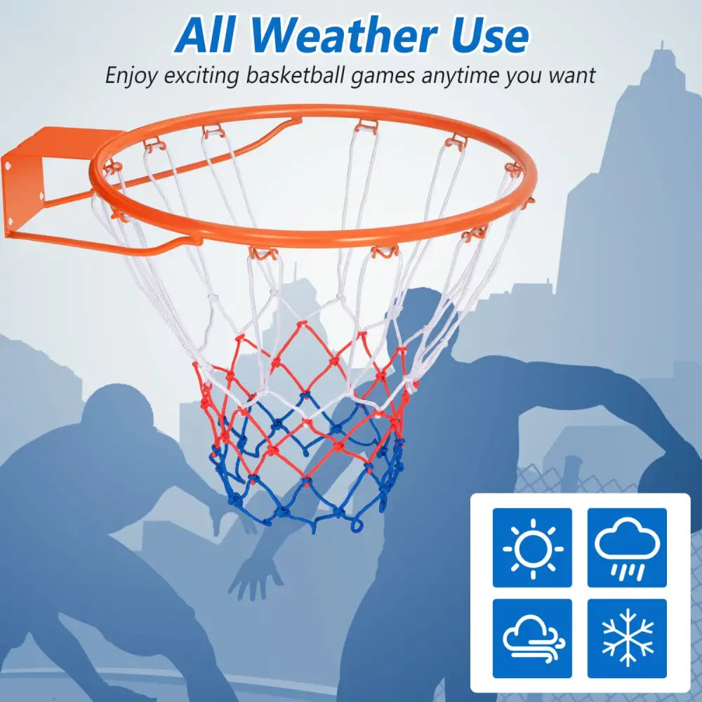 15 Inch Basketball Rim Goal Replacement with All Weather Net and Mounting Hardware-Orange - Orange - Sport Equipments