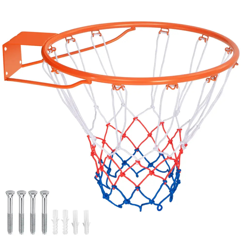 15 Inch Basketball Rim Goal Replacement with All Weather Net and Mounting Hardware-Orange - Orange - Sport Equipments
