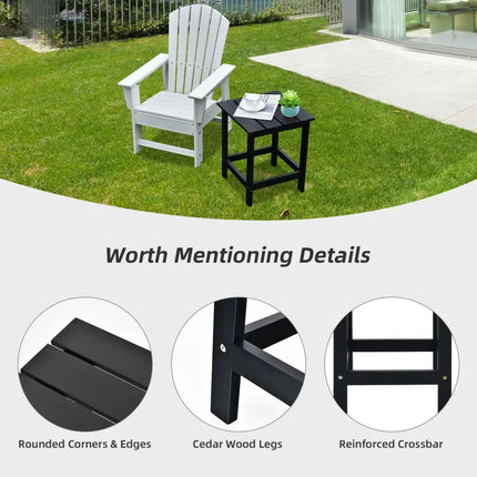 15 Inch Patio Square Wooden Slat End Side Coffee Table for Garden-Black - Black - Patio Coffee Tables