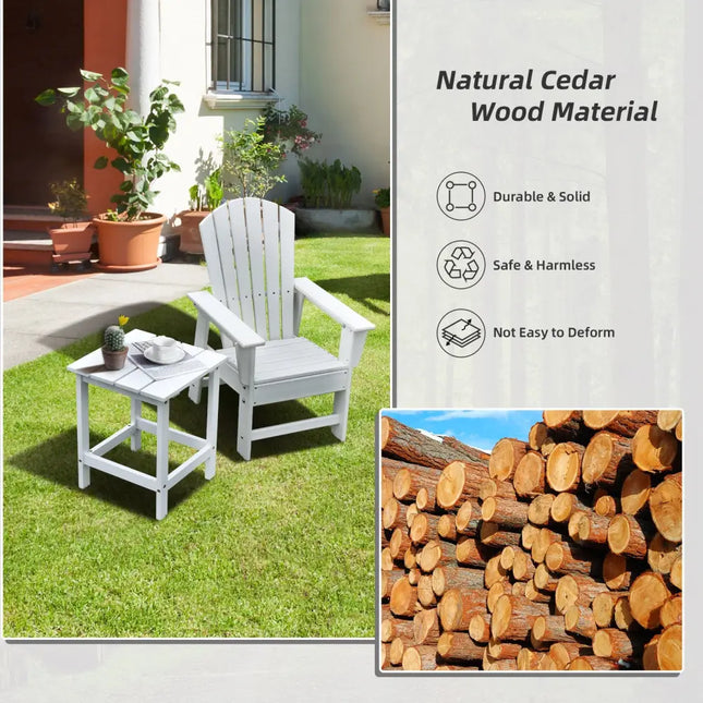 15 Inch Patio Square Wooden Slat End Side Coffee Table for Garden-White - White - Patio Coffee Tables