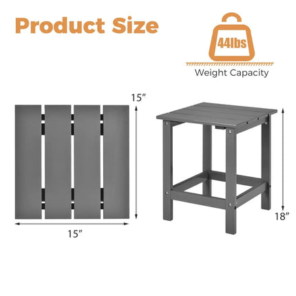 15 Inch Patio Square Wooden Slat End Side Coffee Table for Garden-Gray - Gray - Patio Coffee Tables