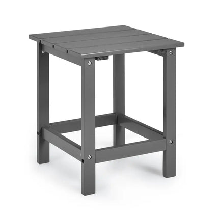 15 Inch Patio Square Wooden Slat End Side Coffee Table for Garden-Gray - Gray - Patio Coffee Tables
