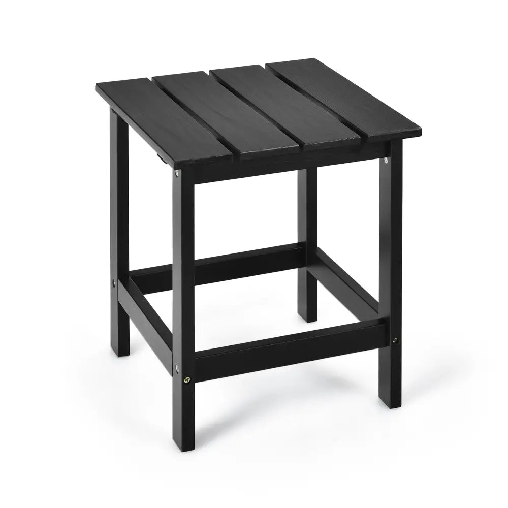 15 Inch Patio Square Wooden Slat End Side Coffee Table for Garden-Black - Black - Patio Coffee Tables