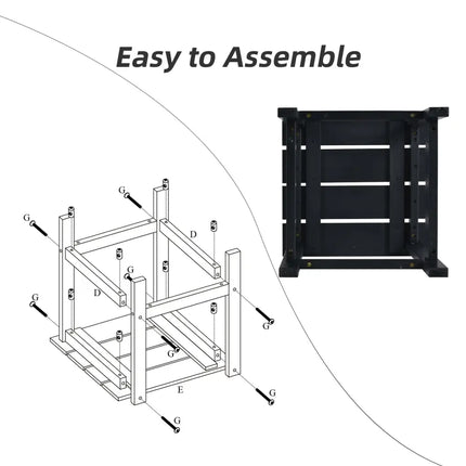 15 Inch Patio Square Wooden Slat End Side Coffee Table for Garden-Black - Black - Patio Coffee Tables