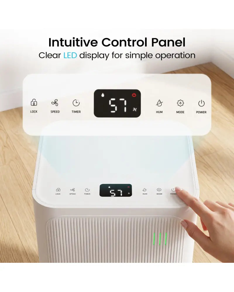 15 L Dehumidifier for Home with Drain Hose & Intelligent Control 2500 Sq.Ft-White - White - Dehumidifiers