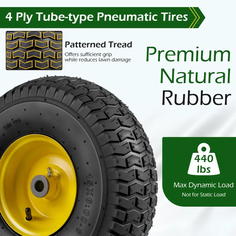 15 x 6.00-6 Tube-type Tires & Wheels 2 Pack 4 PR Tires-Yellow - Yellow - Garden Tools
