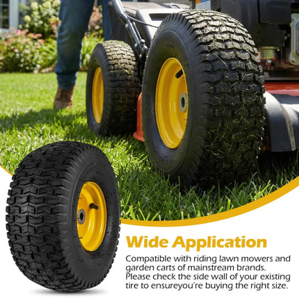 15 x 6.00-6 Tubeless Tires and Wheels 2 Pack 4 PR Tires-Yellow - Yellow - Garden Tools