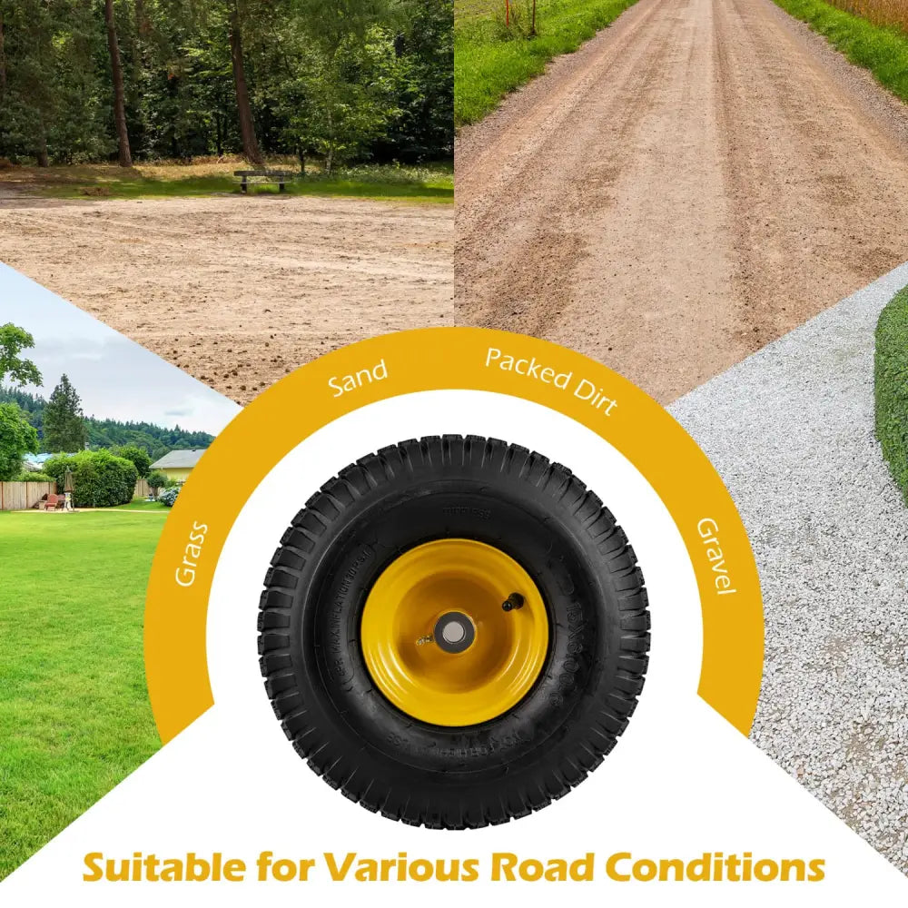 15 x 6.00-6 Tubeless Tires and Wheels 2 Pack 4 PR Tires-Yellow - Yellow - Garden Tools