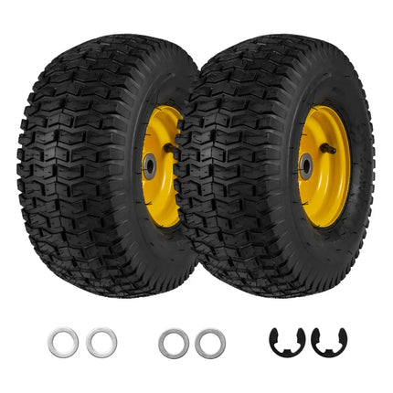 15 x 6.00-6 Tubeless Tires and Wheels 2 Pack 4 PR Tires-Yellow - Yellow - Garden Tools