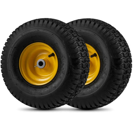 15 x 6.00-6 Tubeless Tires and Wheels 2 Pack 4 PR Tires-Yellow - Yellow - Garden Tools