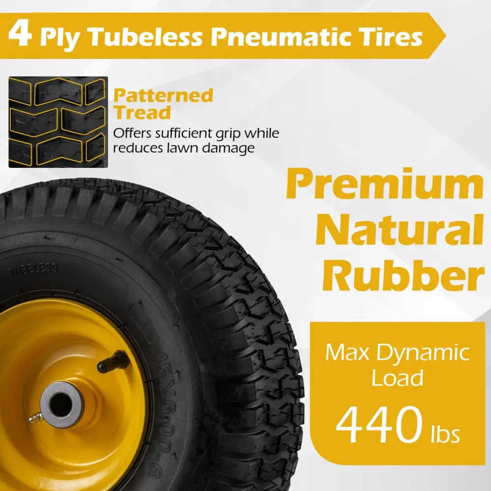 15 x 6.00-6 Tubeless Tires and Wheels 2 Pack 4 PR Tires-Yellow - Yellow - Garden Tools