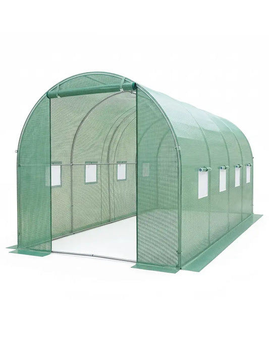 15 x 7 x 7 ft Walk-in Tunnel Greenhouse for Outdoors-Green - Green - Greenhouses