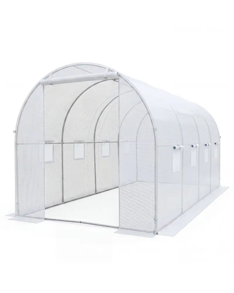 15 x 7 x 7 ft Walk-in Tunnel Greenhouse for Outdoors-White - White - Greenhouses