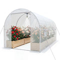 15 x 7 x 7 ft Walk-in Tunnel Greenhouse with Watering System-White - White - Greenhouses