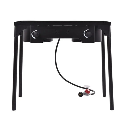 150 000 BTU Double Burner Outdoor Stove BBQ Grill - Black - Outdoor Grills