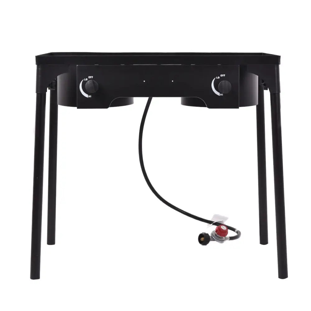 150 000 BTU Double Burner Outdoor Stove BBQ Grill - Black - Outdoor Grills